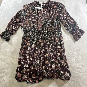 Emma & Michele Dress Womens 2X Floral Button Tiered Ruffle Long Sleeve Boho
